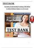 Test Bank - Essentials of Understanding Psychology 15th Edition (Feldman), Chapter 1 - 14 > Download as Pdf File <