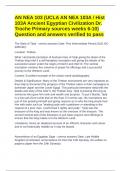 AN NEA 103 (UCLA AN NEA 103A / Hist 103A Ancient Egyptian Civilization Dr. Troche Primary sources weeks 6-10) Question and answers verified to pass