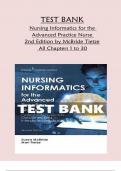 TEST BANK for Nursing Informatics for the  Advanced Practice Nurse 2nd Edition by McBride Tietze All Chapters 1 to 30