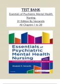 TEST BANK  for Essentials of Psychiatric Mental Health Nursing 3rd Edition By Varcarolis All Chapters 1 to 28