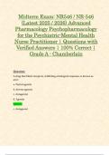 Midterm Exam: NR546 / NR-546 (Latest 2025 / 2026) Advanced Pharmacology Psychopharmacology for the Psychiatric-Mental Health Nurse Practitioner | Questions with Verified Answers | 100% Correct | Grade A - Chamberlain