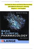 Test Bank for Basic and Clinical Pharmacology  14th Edition by Bertram G. Katzung