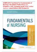 COMPLETE Test Bank For Fundamentals of Nursing 11th Edition Potter Perry ALL Chapters (1-50) Complete Guide With Verified Answers Latest Edition 2025 Graded A+