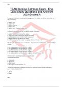 TEAS Nursing Entrance Exam - Eng. Lang Study Questions and Answers 2025 Graded A