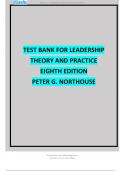 TEST BANK FOR LEADERSHIP THEORY AND PRACTICE EIGHTH EDITION PETER G. NORTHOUSE