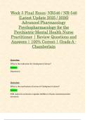 Week 5 Final Exam: NR546 / NR-546 (Latest Update 2025 / 2026) Advanced Pharmacology Psychopharmacology for the Psychiatric-Mental Health Nurse Practitioner | Review Questions and Answers | 100% Correct | Grade A - Chamberlain