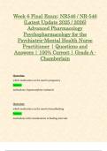 Week 6 Final Exam: NR546 / NR-546 (Latest Update 2025 / 2026) Advanced Pharmacology Psychopharmacology for the Psychiatric-Mental Health Nurse Practitioner | Questions and Answers | 100% Correct | Grade A - Chamberlain