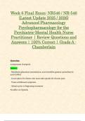 Week 6 Final Exam: NR546 / NR-546 (Latest Update 2025 / 2026) Advanced Pharmacology Psychopharmacology for the Psychiatric-Mental Health Nurse Practitioner | Review Questions and Answers | 100% Correct | Grade A - Chamberlain