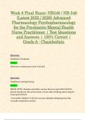 Week 6 Final Exam: NR546 / NR-546 (Latest 2025 / 2026) Advanced Pharmacology Psychopharmacology for the Psychiatric-Mental Health Nurse Practitioner | Test Questions and Answers | 100% Correct | Grade A - Chamberlain