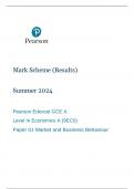 A-LEVEL EDEXCEL ECONOMICS A PAPER 1 June 2024 MARK SCHEME (9EC0/01)