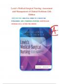 Lewis's Medical-Surgical Nursing: Assessment and Management of Clinical Problems 12th Edition  PRINTED PDF | ORIGINAL DIRECTLY FROM THE PUBLISHER | 100% VERIFIED ANSWERS 