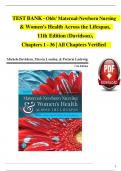 Test Bank For Olds Maternal-Newborn Nursing & Women’s Health Across the Lifespan 11th Edition Patricia Ladewig |all chapters | Complete Solution |Guide A+.