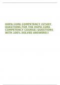 HOPA CORE COMPETENCY (STUDY QUESTIONS FOR THE HOPA CORE COMPETENCY COURSE) QUESTIONS WITH 100% SOLVED ANSWERS!!