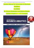 Solution Manual for Introduction to Business Analytics 1st Edition By Richardson and Watson, All 12 Chapters Covered, Verified Latest Edition