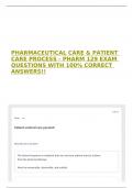 PHARMACEUTICAL CARE & PATIENT CARE PROCESS - PHARM 129 EXAM QUESTIONS WITH 100% CORRECT ANSWERS!!