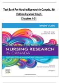 Test Bank For Nursing Research In Canada, 5th Edition by Mina Singh