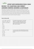 AFOQT MATH KNOWLEDGE EXAM, EXAM REVIEW /170+ QUESTIONS AND CORRECT ANSWERS (VERIFIED ANSWERS) & RATIONALES (Description: The Math Knowledge subtest measures your ability to use learned mathematical relationships. Each problem is followed by five possible 