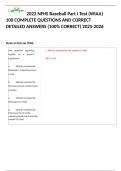 2022 NFHS Baseball Part I Test (WIAA) 100 COMPLETE QUESTIONS AND CORRECT DETAILED ANSWERS (100% CORRECT) 2025-2026  Terms in this set (100) Any question regarding legality of a player's equipment: a.	Shall be resolved by theplayer's respecti