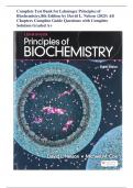 Complete Test Bank for Lehninger Principles of Biochemistry,8th Edition by David L. Nelson (2025) All Chapters Complete Guide Questions with Complete Solution Graded A+