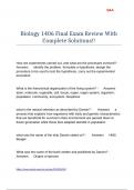 Biology 1406 Final Exam Review With Complete Solutions!!