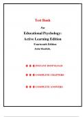 Test Bank - for Educational Psychology: Active Learning Edition 14th Edition, (Anita Woolfolk, 2019), Chapter 1-15 | All Chapters