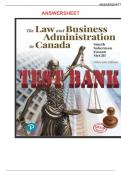 Test Bank for Law and Business Administration in Canada 15th Edition by J E Smyth and Dan Soberman||ISBN 9780134841298 ||ll Chapters 1-32 LATEST 2025 ||Verified Questions And Answers ||Best AnswerShet ||Verified by experts