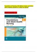 Foundation of Nursing, 9th Edition Cooper questions with complete solution A+//2025-26 upload