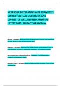 NEBRASKA MEDICATION AIDE EXAM WITH CORRECT ACTUAL QUESTIONS AND CORRECTLY WELL DEFINED ANSWERS LATEST 2025  ALREADY GRADED A+     