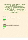 Week 5 & 6 & 7 & 8 Final Exam: NR546 / NR-546 (Latest Update 2025 / 2026 STUDY BUNDLE WITH COMPLETE SOLUTIONS) Advanced Pharmacology Psychopharmacology for the PMHNP | Questions & Verified Answers | Grade A - Chamberlain