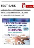 Test Bank for Leadership Roles and Management Functions in Nursing Theory and Application 11th Edition