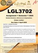 LGL3702 Assignment 1 (COMPLETE ANSWERS) Semester 1 2025 - DUE 4 April 2025