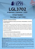 LGL3702 Assignment 1 (ANSWERS) Semester 1 2025 - DISTINCTION GUARANTEED