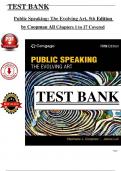 Test Bank Public Speaking: The Evolving Art, 5th Edition (Coopman) (All Chapters 1 to 17 Covered) > Pdf File