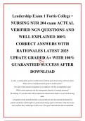 Leadership Exam 1 Fortis College • NURSING NUR 204 exam ACTUAL  VERIFIED NGN QUESTIONS AND WELL EXPLAINED 100% CORRECT ANSWERS WITH RATIONALES LATEST 2025 UPDATE GRADED A+ WITH 100% GUARANTEED SUCCESS AFTER DOWNLOAD