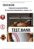 Test Bank - Managerial Accounting, 4th Edition (Davis) (All Chapters 1 to 13 Covered) > Pdf File