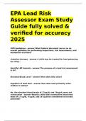 EPA Lead Risk Assessor Exam Study Guide fully solved & verified for accuracy 2025.