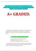 HESI MENTAL HEALTH RN, NEW GENERATION V1-V3 ACTUAL EXAM TEST BANKS 2025-2026. QUESTIONS WITH CORRECT AND VERIFIED ANSWERS.   A+ GRADED.