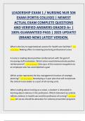 LEADERSHIP EXAM 1 / NURSING, NUR 504  EXAM (FORTIS COLLEGE) | NEWEST  ACTUAL EXAM COMPLETE QUESTIONS  AND VERIFIED ANSWERS GRADED A+ |  100% GUARANTEED PASS | 2025 UPDATE!  (BRAND NEW) LATEST VERSION.