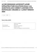 AZ 305 DESIGNING MICROSOFT AZURE INFRASTRUCTURE SOLUTIONS EXAM | ALL QUESTIONS AND CORRECT ANSWERS WITH RATIONALES | GRADED A+ | LATEST VERSION 2025
