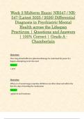 Week 2 Midterm Exam: NR547 / NR-547 (Latest 2025 / 2026) Differential Diagnosis in Psychiatric-Mental Health across the Lifespan Practicum | Questions and Answers | 100% Correct | Grade A - Chamberlain