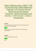 Week 4 Midterm Exam: NR547 / NR-547 (Latest 2025 / 2026) Differential Diagnosis in Psychiatric-Mental Health across the Lifespan Practicum | Review Questions and Answers | 100% Correct | Grade A - Chamberlain