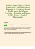 Midterm & Final Exam: NR547 / NR-547 (Latest Update 2025 / 2026 STUDY BUNDLE WITH COMPLETE SOLUTIONS) Differential Diagnosis in Psychiatric-Mental Health across the Lifespan Practicum | Questions and Answers | 100% Correct | Grade A - Chamberlain