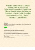 Midterm Exam: NR547 / NR-547 (Latest Update 2025 / 2026 STUDY BUNDLE WITH COMPLETE SOLUTIONS) Differential Diagnosis in Psychiatric-Mental Health across the Lifespan Practicum | Questions and Answers | 100% Correct | Grade A - Chamberlain