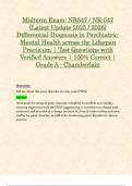 Midterm Exam: NR547 / NR-547 (Latest Update 2025 / 2026) Differential Diagnosis in Psychiatric-Mental Health across the Lifespan Practicum | Test Questions with Verified Answers | 100% Correct | Grade A - Chamberlain