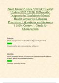 Final Exam: NR547 / NR-547 (Latest Update 2025 / 2026) Differential Diagnosis in Psychiatric-Mental Health across the Lifespan Practicum | Questions and Answers | 100% Correct | Grade A - Chamberlain