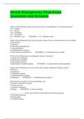 Dental Emergencies Final Exam Questions and Answers