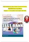 TEST BANK For Leddy & Pepper’s Professional Nursing  9th Edition by Lucy Hood  Chapters 1 - 22 Complete Latest Update 2025-2026