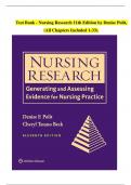 Test Bank - Nursing Research 11th Edition by Denise Polit, All Chapters Covered 1-33 ||Complete A+ Guide