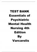 Test BANK FOR Essentials of Psychiatric Mental Health Nursing test bank 4th Edition by Elizabeth M. Varcarolis ALL CHAPTERS (1- 28)| A+ ULTIMTE GUIDE