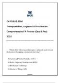 D470 BUS 3900 (Transportation,Logistics & Distribution) Comprehensive FA Review Qns & Ans